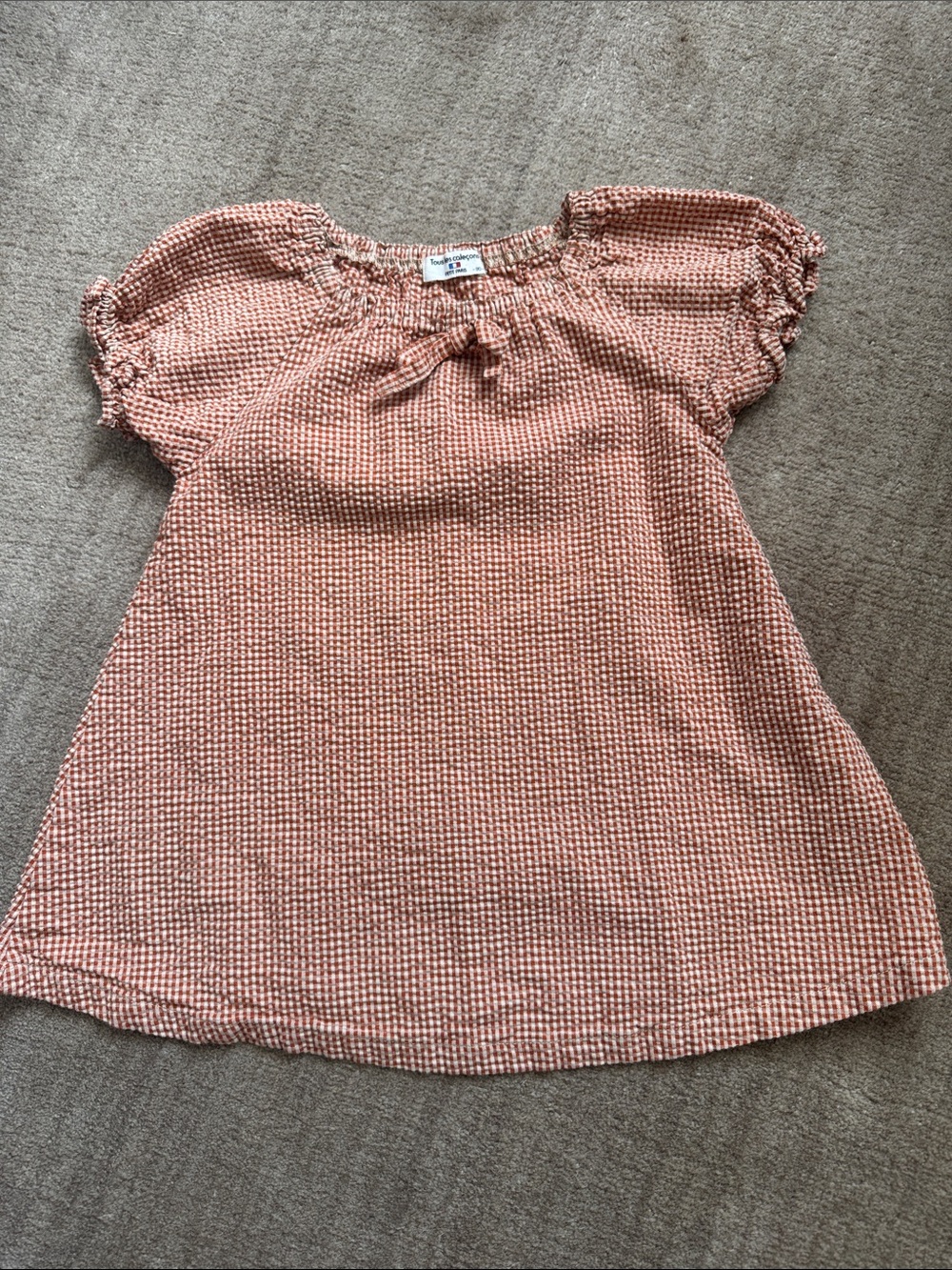 2T French orange fall gingham dress